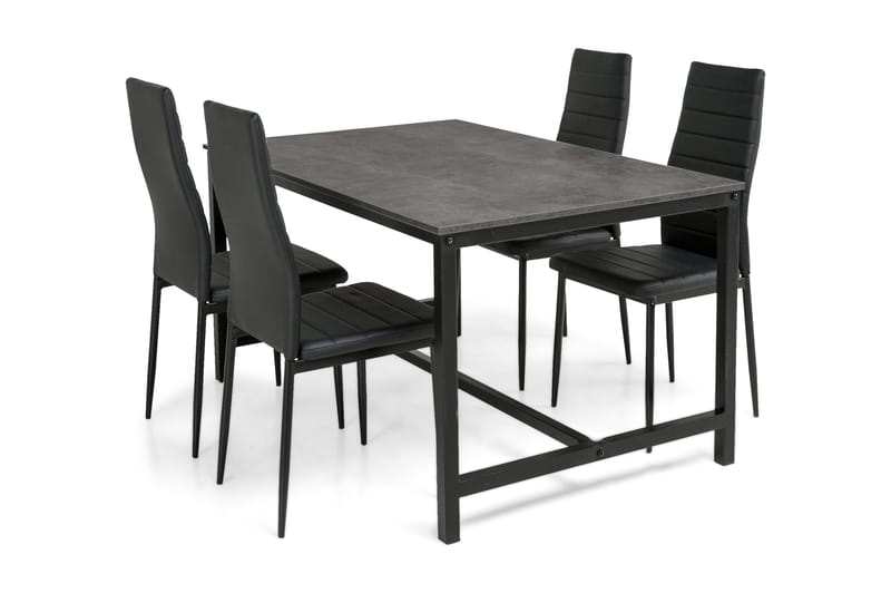 Matgrupp Evo 140 cm med 4 Fred Stol - Svart|Ljusgrå - Möbler - Bord & matgrupp - Matgrupp