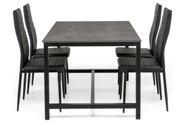 Matgrupp Evo 140 cm med 4 Fred Stol - Svart|Ljusgrå - Möbler - Bord & matgrupp - Matgrupp