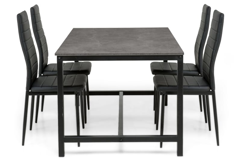 Matgrupp Evo 140 cm med 4 Fred Stol - Svart|Ljusgrå - Möbler - Bord & matgrupp - Matgrupp
