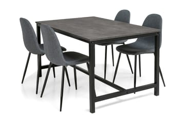 Matgrupp Evo 140 cm med 4 Naira Stol - Betonglook|Svart|Grå - Möbler - Bord & matgrupp - Matgrupp
