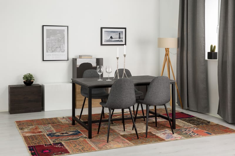Matgrupp Evo 140 cm med 4 Naira Stol - Betonglook|Svart|Grå - Möbler - Bord & matgrupp - Matgrupp