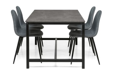 Matgrupp Evo 140 cm med 4 Naira Stol - Betonglook|Svart|Grå - Möbler - Bord & matgrupp - Matgrupp