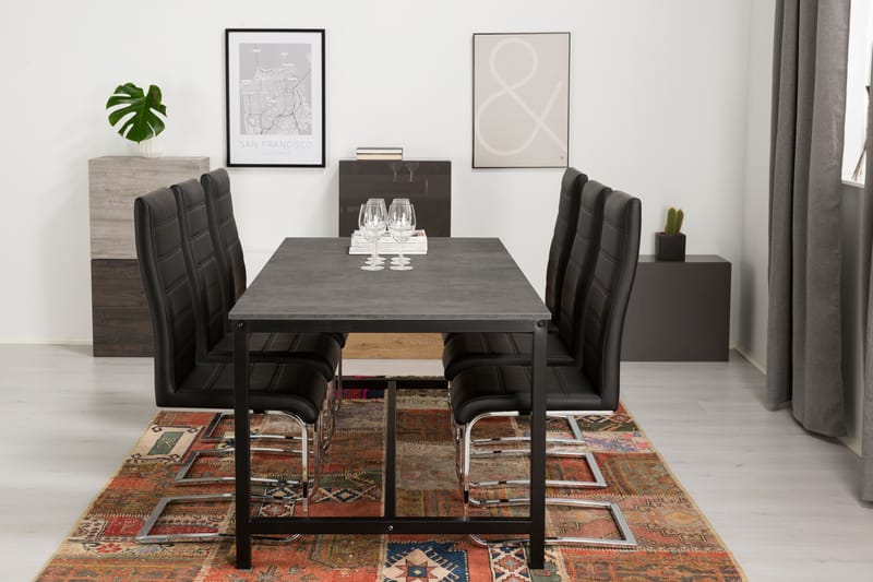 Matgrupp Evo 180 cm med 6 Jack Stol - Svart|Grå - Möbler - Bord & matgrupp - Matgrupp