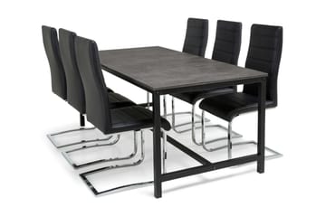 Matgrupp Evo 180 cm med 6 Jack Stol - Svart|Grå - Möbler - Bord & matgrupp - Matgrupp