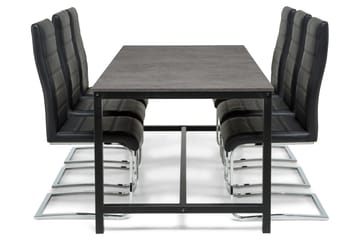 Matgrupp Evo 180 cm med 6 Jack Stol - Svart|Grå - Möbler - Bord & matgrupp - Matgrupp