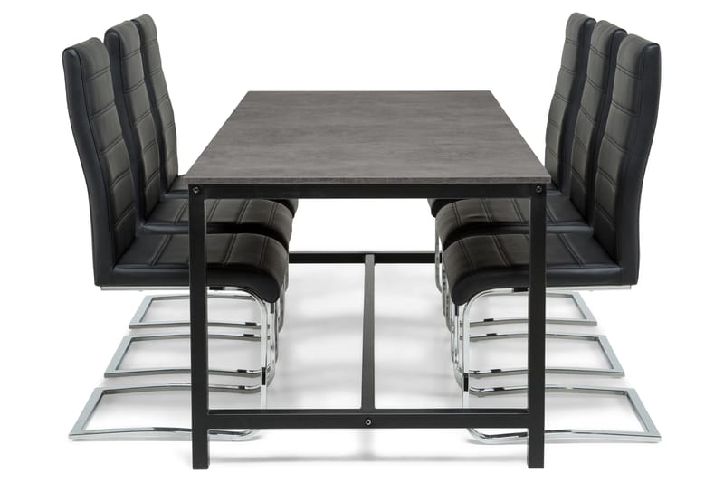 Matgrupp Evo 180 cm med 6 Jack Stol - Svart|Grå - Möbler - Bord & matgrupp - Matgrupp