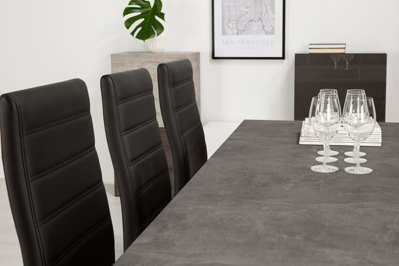 Matgrupp Evo 180 cm med 6 Jack Stol - Svart|Grå - Möbler - Bord & matgrupp - Matgrupp