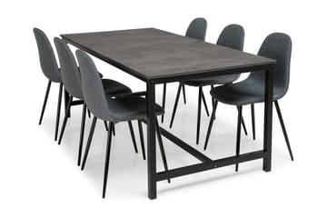 Matgrupp Evo 180 cm med 6 Naira Stol - Ljusgrå|Mörkgrå - Möbler - Bord & matgrupp - Matgrupp
