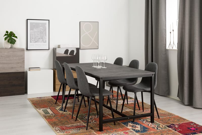 Matgrupp Evo 180 cm med 6 Naira Stol - Ljusgrå|Mörkgrå - Möbler - Bord & matgrupp - Matgrupp