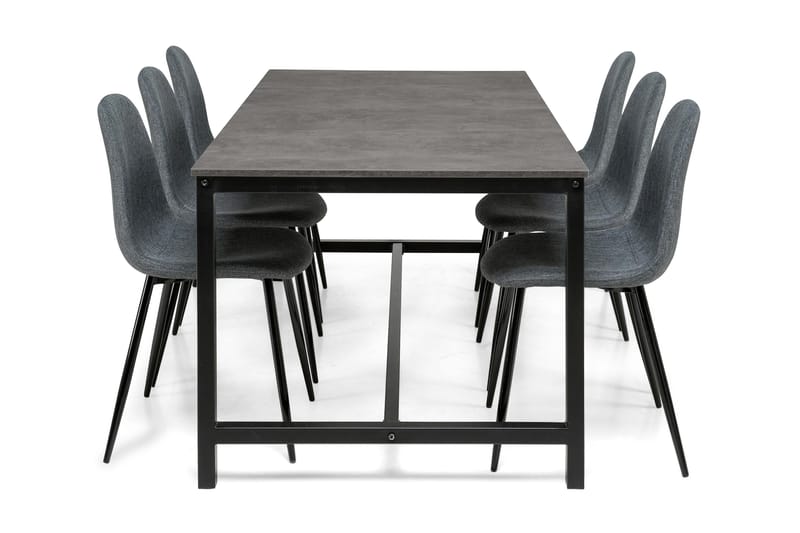 Matgrupp Evo 180 cm med 6 Naira Stol - Ljusgrå|Mörkgrå - Möbler - Bord & matgrupp - Matgrupp