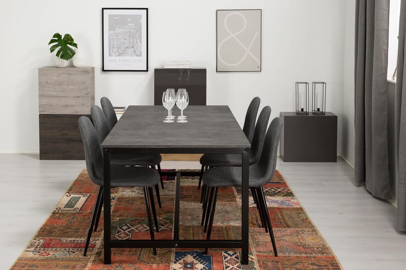 Matgrupp Evo 180 cm med 6 Naira Stol - Ljusgrå|Mörkgrå - Möbler - Bord & matgrupp - Matgrupp