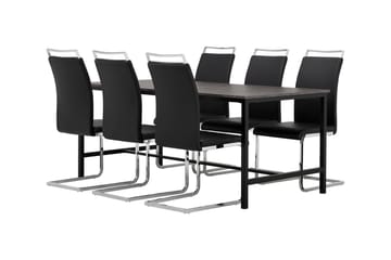Matgrupp Evo 180 cm med 6 Robledo Stol - Betong|Svart|PU|Krom - Möbler - Bord & matgrupp - Matgrupp