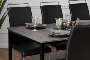 Matgrupp Evo 180 cm med 6 Robledo Stol - Betong|Svart|PU|Krom - Möbler - Bord & matgrupp - Matgrupp