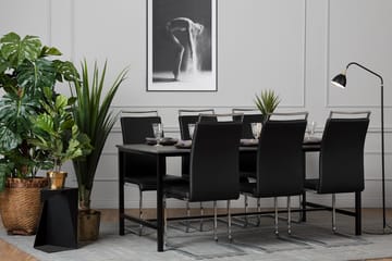 Matgrupp Evo 180 cm med 6 Robledo Stol - Betong|Svart|PU|Krom - Möbler - Bord & matgrupp - Matgrupp