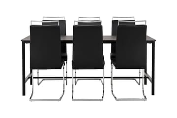 Matgrupp Evo 180 cm med 6 Robledo Stol - Betong|Svart|PU|Krom - Möbler - Bord & matgrupp - Matgrupp
