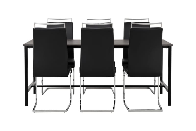 Matgrupp Evo 180 cm med 6 Robledo Stol - Betong|Svart|PU|Krom - Möbler - Bord & matgrupp - Matgrupp