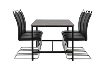 Matgrupp Evo 180 cm med 6 Robledo Stol - Betong|Svart|PU|Krom - Möbler - Bord & matgrupp - Matgrupp