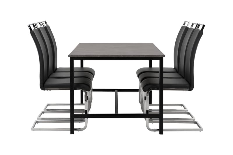Matgrupp Evo 180 cm med 6 Robledo Stol - Betong|Svart|PU|Krom - Möbler - Bord & matgrupp - Matgrupp
