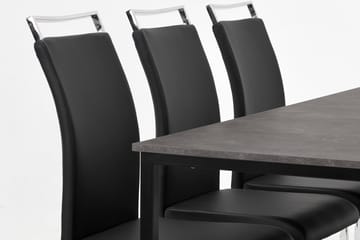 Matgrupp Evo 180 cm med 6 Robledo Stol - Betong|Svart|PU|Krom - Möbler - Bord & matgrupp - Matgrupp