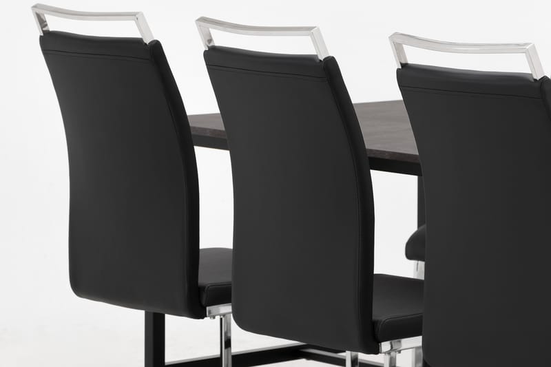 Matgrupp Evo 180 cm med 6 Robledo Stol - Betong|Svart|PU|Krom - Möbler - Bord & matgrupp - Matgrupp