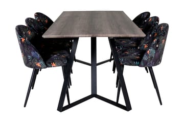 Matgrupp Granville 180 cm inkl 6 Longreone Stolar - Grå/Svart/Blå - Möbler - Bord & matgrupp - Matgrupp