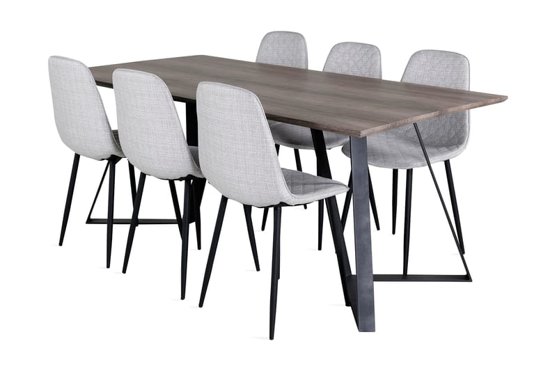 Matgrupp Granville 180 cm inkl 6 Yegua Stolar - Grå/Svart - Möbler - Bord & matgrupp - Matgrupp