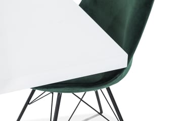 Matgrupp Griffith 160 cm med 4 Scale Stol Sammet - Vit|Grön - Möbler - Bord & matgrupp - Matgrupp