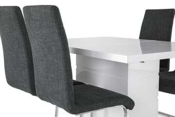Matgrupp Griffith Förlängningsbar 120 cm med 4 Jack Stol - Vit|Grå|Krom - Möbler - Bord & matgrupp - Matgrupp