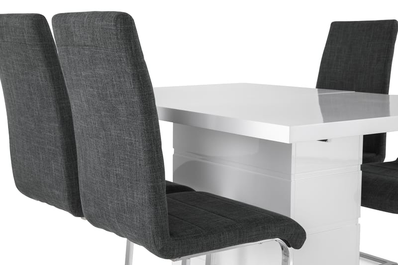 Matgrupp Griffith Förlängningsbar 120 cm med 4 Jack Stol - Vit|Grå|Krom - Möbler - Bord & matgrupp - Matgrupp