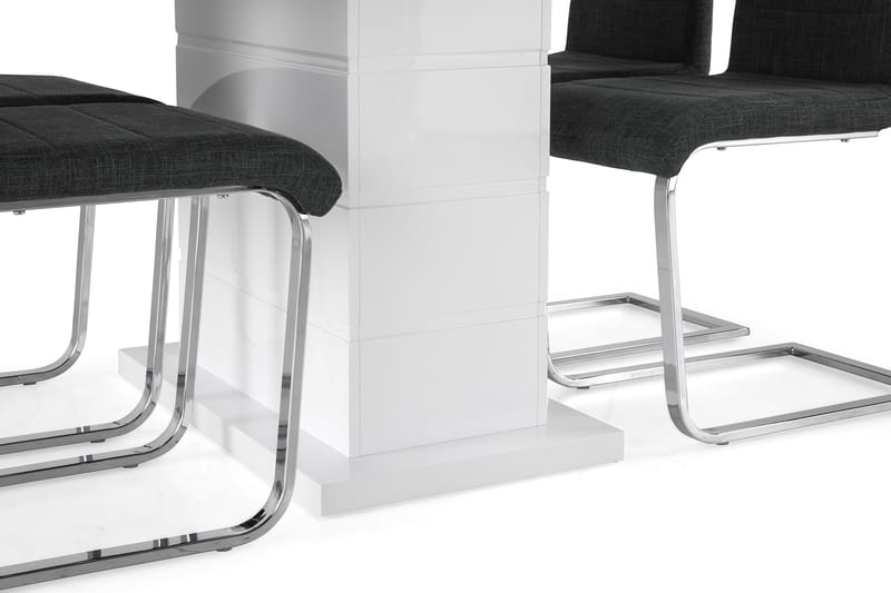 Matgrupp Griffith Förlängningsbar 120 cm med 4 Jack Stol - Vit|Grå|Krom - Möbler - Bord & matgrupp - Matgrupp