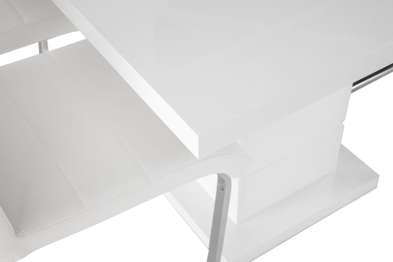 Matgrupp Griffith Förlängningsbar 120 cm med 4 Jack Stol - Vit|Vit PU|Krom - Möbler - Bord & matgrupp - Matgrupp