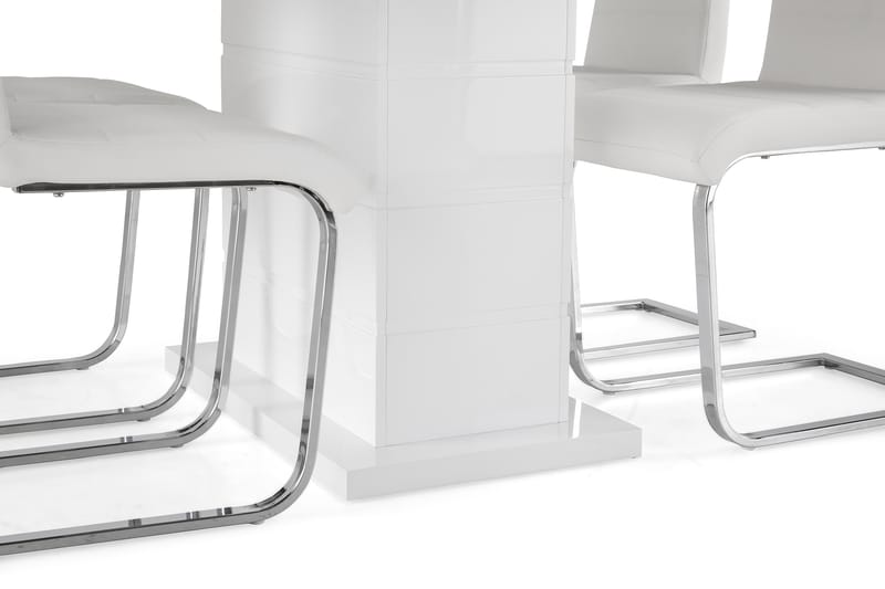 Matgrupp Griffith Förlängningsbar 120 cm med 4 Jack Stol - Vit|Vit PU|Krom - Möbler - Bord & matgrupp - Matgrupp