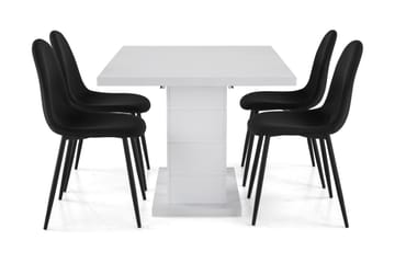 Matgrupp Griffith Förlängningsbar 120 cm med 4 Naira Stol - Vit|Svart - Möbler - Bord & matgrupp - Matgrupp