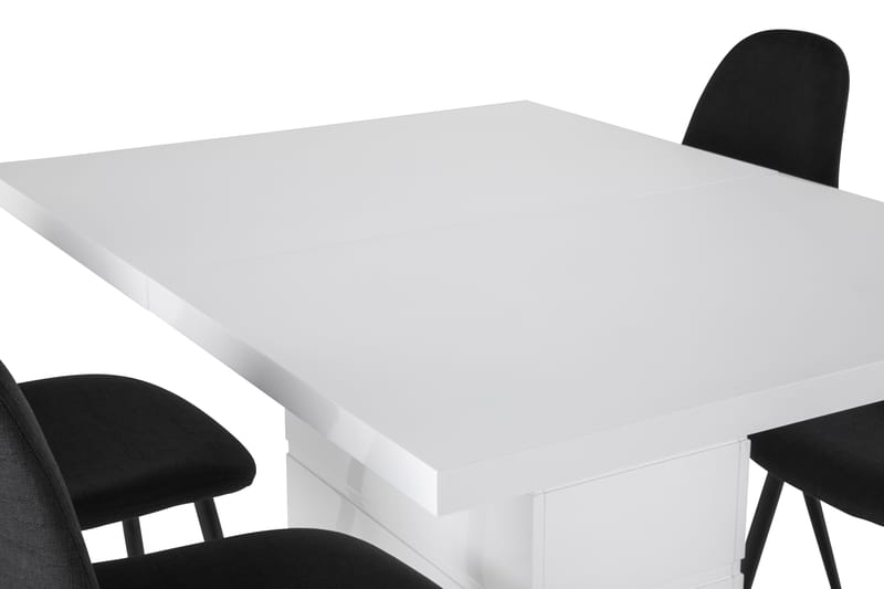 Matgrupp Griffith Förlängningsbar 120 cm med 4 Naira Stol - Vit|Svart - Möbler - Bord & matgrupp - Matgrupp