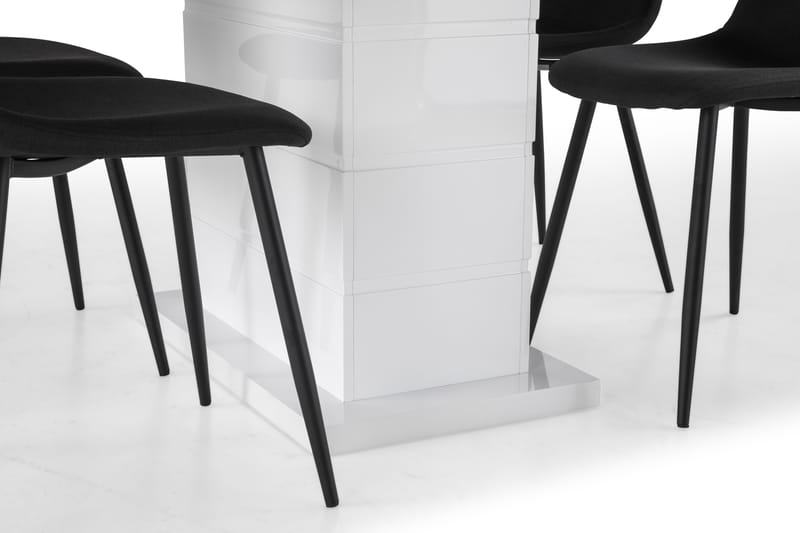 Matgrupp Griffith Förlängningsbar 120 cm med 4 Naira Stol - Vit|Svart - Möbler - Bord & matgrupp - Matgrupp