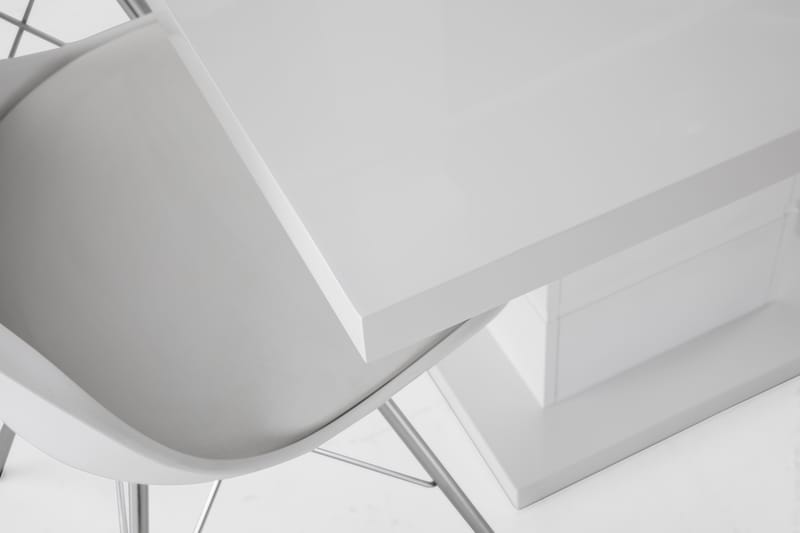 Matgrupp Griffith Förlängningsbar 120 cm med 4 Shell Stol - Vit|Vit PU|Krom - Möbler - Bord & matgrupp - Matgrupp