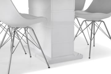 Matgrupp Griffith Förlängningsbar 120 cm med 4 Shell Stol - Vit|Vit PU|Krom - Möbler - Bord & matgrupp - Matgrupp