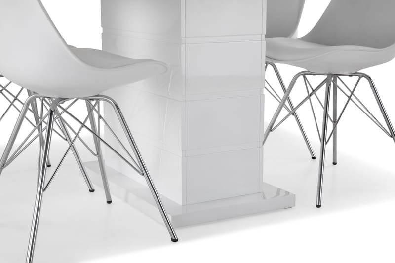 Matgrupp Griffith Förlängningsbar 120 cm med 4 Shell Stol - Vit|Vit PU|Krom - Möbler - Bord & matgrupp - Matgrupp