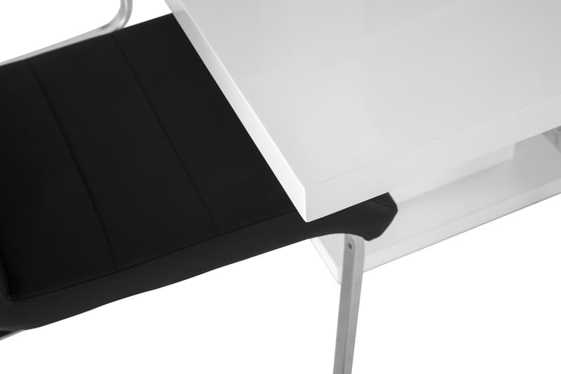Matgrupp Griffith Förlängningsbar 160 cm med 4 Jack Stol - Vit|Svart PU|Krom - Möbler - Bord & matgrupp - Matgrupp