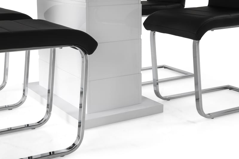 Matgrupp Griffith Förlängningsbar 160 cm med 4 Jack Stol - Vit|Svart PU|Krom - Möbler - Bord & matgrupp - Matgrupp