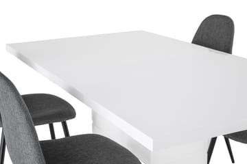 Matgrupp Griffith Förlängningsbar 160 cm med 4 Naira Stol - Vit|Grå|Svart - Möbler - Bord & matgrupp - Matgrupp