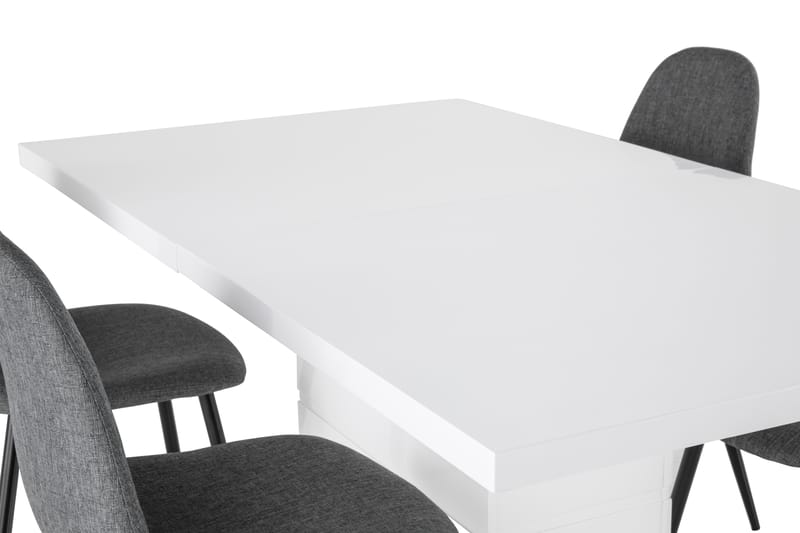 Matgrupp Griffith Förlängningsbar 160 cm med 4 Naira Stol - Vit|Grå|Svart - Möbler - Bord & matgrupp - Matgrupp