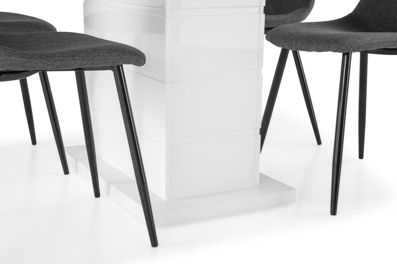 Matgrupp Griffith Förlängningsbar 160 cm med 4 Naira Stol - Vit|Grå|Svart - Möbler - Bord & matgrupp - Matgrupp