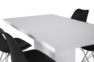 Matgrupp Griffith Förlängningsbar 160 cm med 4 Shell Stol - Vit|Svart PU|Krom - Möbler - Bord & matgrupp - Matgrupp