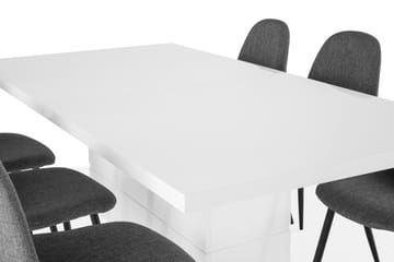 Matgrupp Griffith Förlängningsbar 180 cm med 6 Naira Stol - Vit|Grå|Svart - Möbler - Bord & matgrupp - Matgrupp