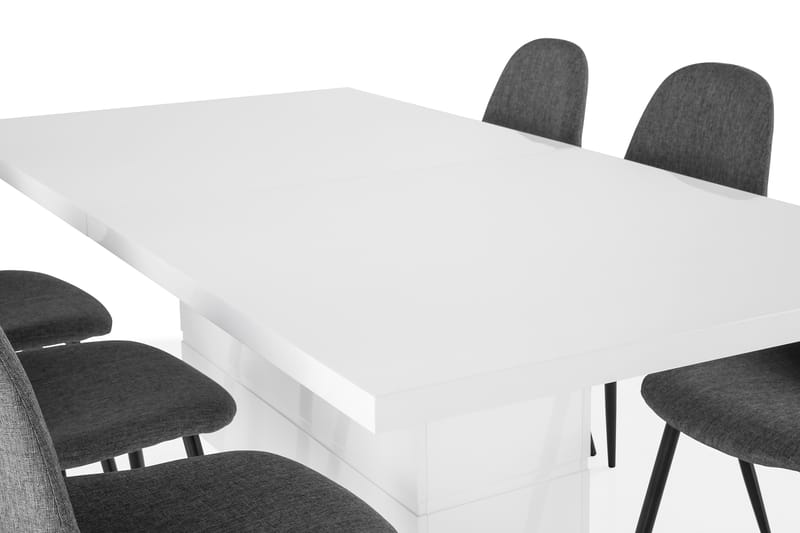 Matgrupp Griffith Förlängningsbar 180 cm med 6 Naira Stol - Vit|Grå|Svart - Möbler - Bord & matgrupp - Matgrupp
