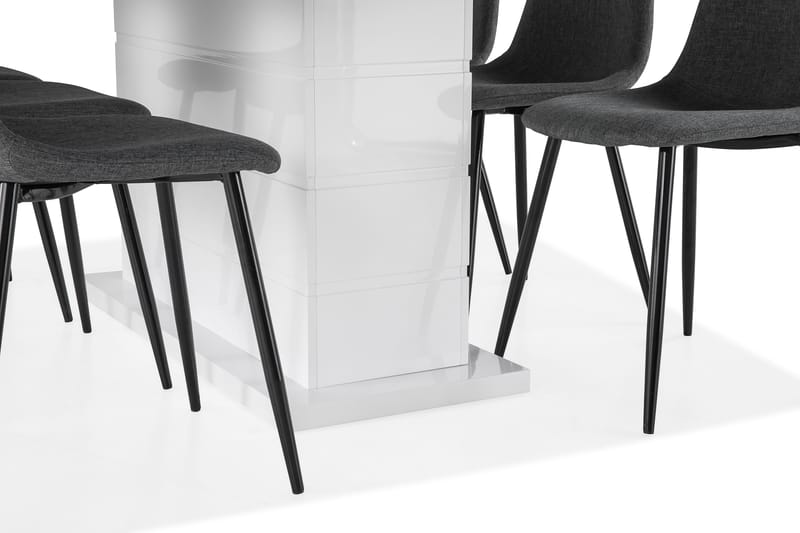 Matgrupp Griffith Förlängningsbar 180 cm med 6 Naira Stol - Vit|Grå|Svart - Möbler - Bord & matgrupp - Matgrupp