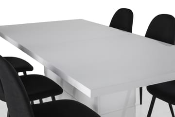 Matgrupp Griffith Förlängningsbar 180 cm med 6 Naira Stol - Vit|Svart - Möbler - Bord & matgrupp - Matgrupp