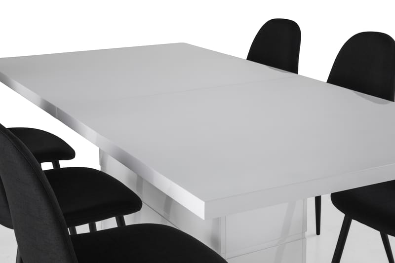 Matgrupp Griffith Förlängningsbar 180 cm med 6 Naira Stol - Vit|Svart - Möbler - Bord & matgrupp - Matgrupp
