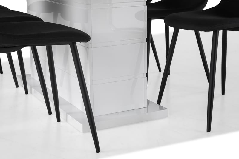 Matgrupp Griffith Förlängningsbar 180 cm med 6 Naira Stol - Vit|Svart - Möbler - Bord & matgrupp - Matgrupp